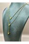 Steel Gold Double Star Y Necklace