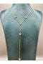 Steel Gold Stone Star Y Necklace - 2
