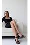Large Size Women's Heel Sandals 41-42-43-44-Black Patent Leather