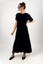 Women's Short Sleeve Viscose Midi Length Crew Neck Dress Black - 3