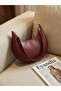 Half Moon Shoulder Bag Burgundy Minimalist with Gold Detail - 4