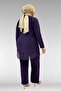 67009 Plus Size Skirt Hem Chiffon Detailed Sandy Pants Suit - Purple - 7