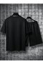 Summer Paris J t'Aime Printed Girls Boys Black Bottom-Top Shorts T-Shirt Set - 2