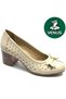 Scoop Genuine Leather Ribbon Detailed Women's Heeled Shoes Beige