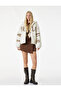 Hooded Printed Pocket Zippered Oversized Plush Jacket - 2