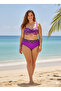 Women's Lilac Black Patterned Stone Embroidered Gathering Plus Size Bikini Set Hzl25S-Lc3333 - 3
