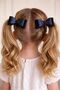 Handmade Sparkling Faux Leather Glitter Bow Hair Clip Double