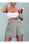 Women's High Waist Shorts Skirt Denim Gray - 2