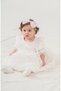 White Lace Baby Girl Hospital Release Special Occasion Dress 3 Piece Set with Headband and Shoes - 4
