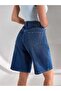 Women's High Waist Bermuda Denim Shorts Blue - 4
