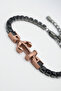Anchor Motif Black Zircon Stone Men's Steel Bracelet - Adjustable 21 cm - 3