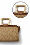 Noa Extra Light Rope Wooden Handle Genuine Leather Detailed Straw Women's Handbag - 5