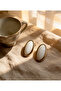 Gold Framed White Steel Earrings - 4