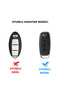 Silicone Key Case Cover for Nissan Qashqai Trail Juke (Black Red - New Case) - 2