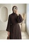 Lined Modal Dress with Elastic Sleeves and Gipeli Detail -K. Coffee - 3