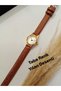 Minimal Round Model - Tan Color Strap - Gold Case - Women's Wristwatch - 2