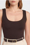 Round Neck Strapless Tank Top Bady Satin Blouse with Chest Insert - Brown - 5