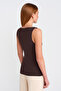 Round Neck Strapless Tank Top Bady Satin Blouse with Chest Insert - Brown - 2