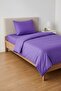 Solid Color Cotton Fabric Single Duvet Cover Set (Elastic Sheet)