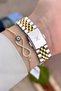 Yellow Gray Color Adjustable Cord 32 mm Women's Wristwatch and Bracelet - 4