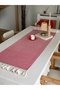 Mia Checkered Frilled Raw Linen Runner 40X120Cm