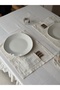 2-Piece Natural Raw Linen Spoon Rest Detailed American Serving Plate/Soup Plate