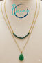 Special Design Original Natural Emerald Pendant Gold Steel Necklace Heart Drop - 3