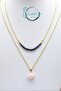 Special Design Original Sapphire Stone Gold Steel Chain Necklace Set with Heart - 3