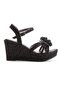 Stone-Embellished Tulle Bowknot Women's Shoes with Padded Heels - 7