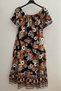 Women's Brown Black Madonna Collar Print Side Pocket Short Sleeve Loose Dress - 3