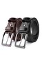 Pack of 2 Black and Brown 100% Genuine Leather Fabric Belt
