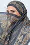 Retro Ethnic Pattern Cotton Shawl Anthracite Mustard (70X180Cm) - 6