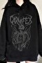 Black Color Carnflex Large Printed Gothic Fleece Hoodie - 2