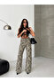 Beige-Black Patterned Palazzo Pants - 3