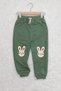 Baby Girl Rabbit Patterned Sweatpants Water Green Children's Trousers - 3
