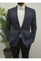Navy Italian Style Slim Fit Classic Men's Blazer Jacket - 3