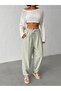 Women's Khaki Linen Textured Balloon Pants - 4