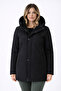 Women's Black Fleece-Lined Waterproof Windproof Hooded Regular Fit Winter Jacket & Coat & Parka - 2