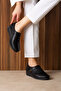 Luxury Leather Black Women's Wedge Heeled Oxford Shoes 4cm - 3
