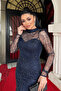 Full Beaded Fabric Fish Evening Dress - Dark Blue - 3