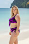 Women's Black Purple Stone Embroidered Plus Size Bikini Set Hzl25S-Lc3337 - 3