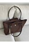 Charm Detailed Large Coffee Tote Bag W40 H30 - 6