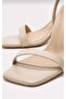 Beige Single Strap Thin Heel Summer Women's Heel Shoes - 5