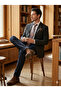 Black Textured Modern Fit Single Button Jacket - 6