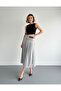 High Waist Pleated Buckle Detailed Slit Skirt - 2