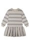 Organic Cream Navy Blue Vertical Floral Patterned Flounce Long Sleeve Girl's Dress - 2