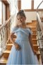 Girl's Strap Off Shoulder Detailed Chiffon Elegant and Stylish Design Princess Model Long Evening Dress 8-15 - 3
