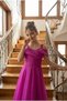 Girl's Strap Off Shoulder Detailed Chiffon Elegant and Stylish Design Princess Model Long Evening Dress 8-15 - 3