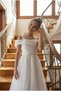 Girl's Strap Off Shoulder Detailed Chiffon Elegant and Stylish Design Princess Model Long Evening Dress 8-15 - 3