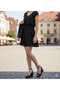 Black Women's Black Women's Filled Heel Shoes with Closed Back and Single Strap - 2